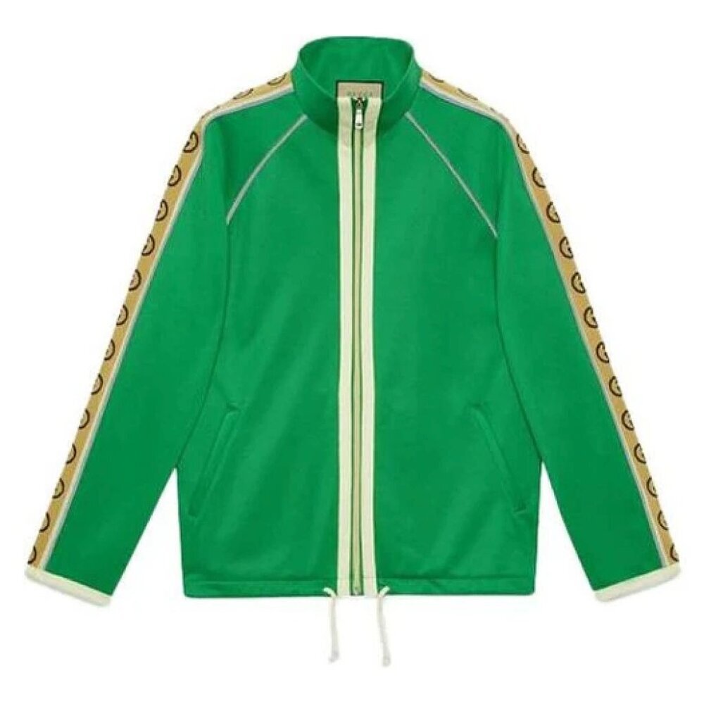 NWT Gucci Gg-jacquard Side-stripe Technical Track Jacket In Green Size XS
